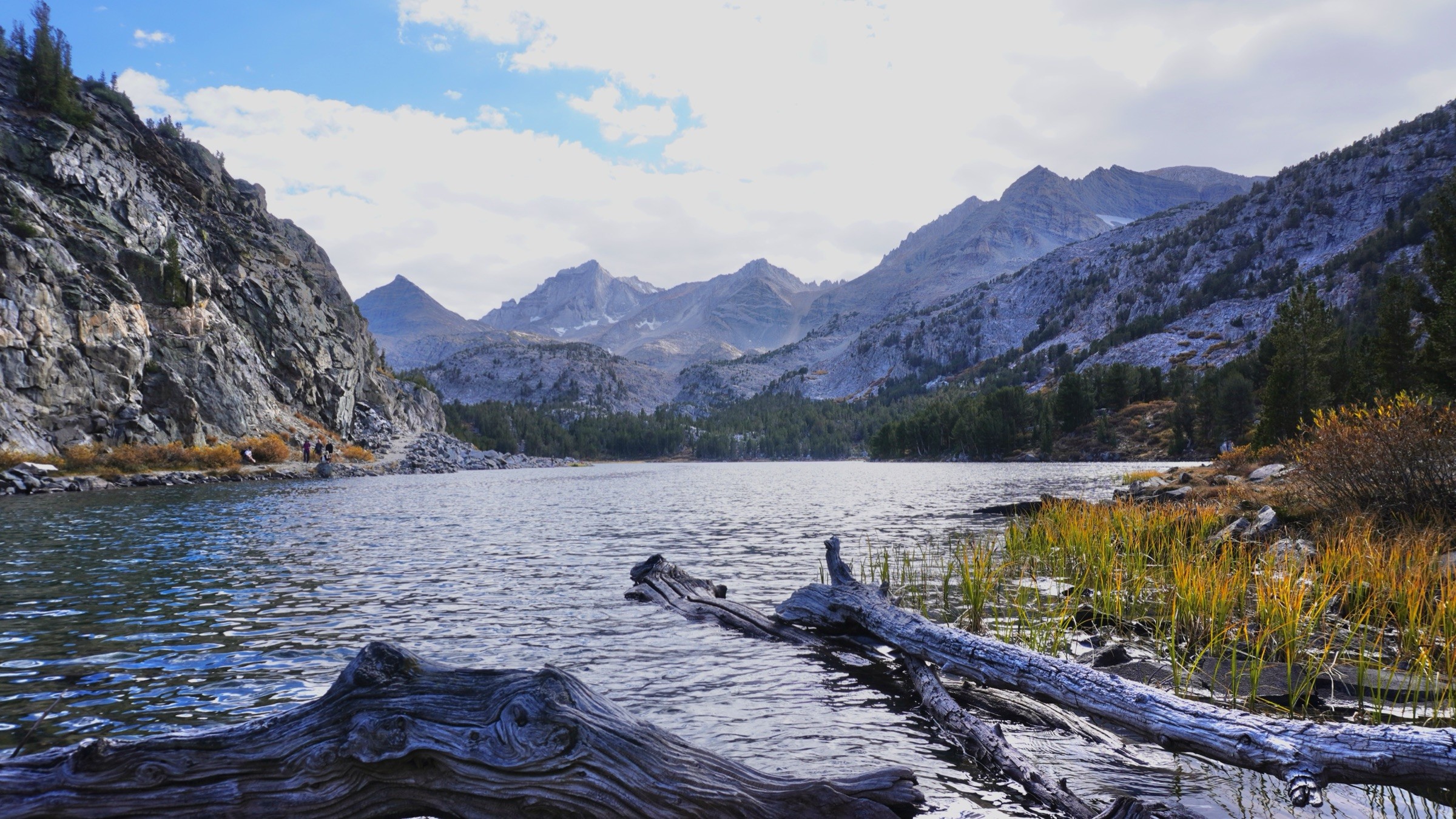Long Lake beneath granite peaks in Little Lakes Valley in California's Eastern Sierra